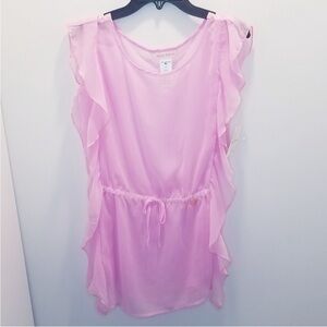Tommy Bahama Kids 16 NWT Swim Coverup Pink Chiffon Ruffle Vacation Beach Pool